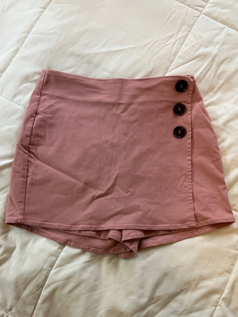 Papaya Mauve Pink Skort Shorts with Side Button Accents